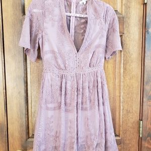 Mauve lace mini dress, size small.